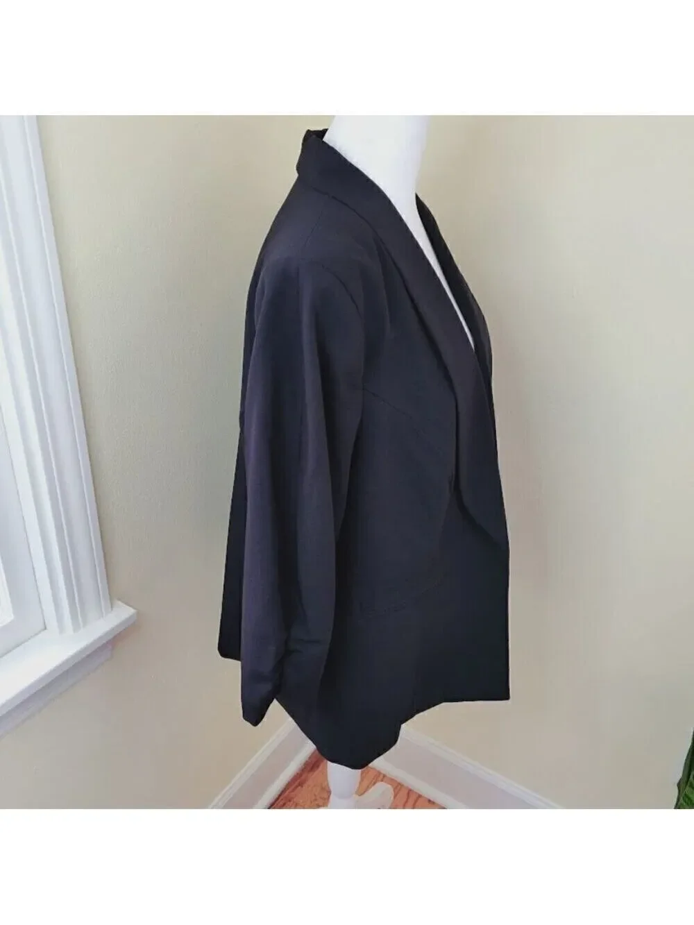 Worthington Open Blazer Size 0X Women's Black Three-Quarter Cinch Sleeve NWT